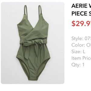 Olive green wrap swimsuit